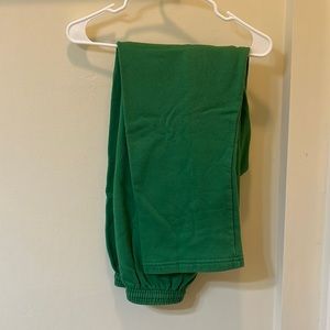 Green fleece lined sweatpants